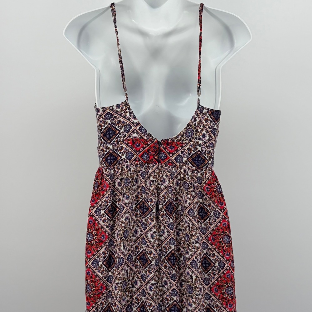 Alya Maxi Dress Women Size S Red Blue Boho Patchwork Lace Up Summer Coastal - Picture 6 of 10